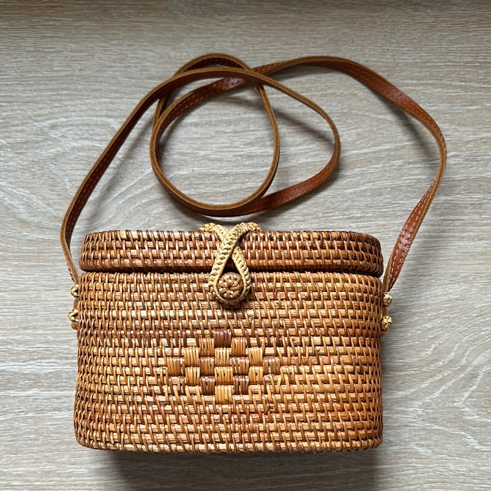 Brown Woven Crossbody Bag